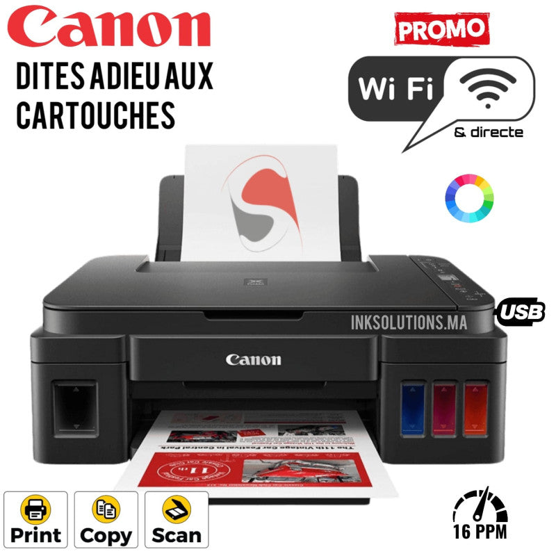 Imprimante Canon PIXMA G3410 multifonction à réservoirs rechargeables